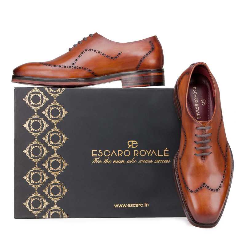 Michael Wholecut Wingtip Oxfords in Tan