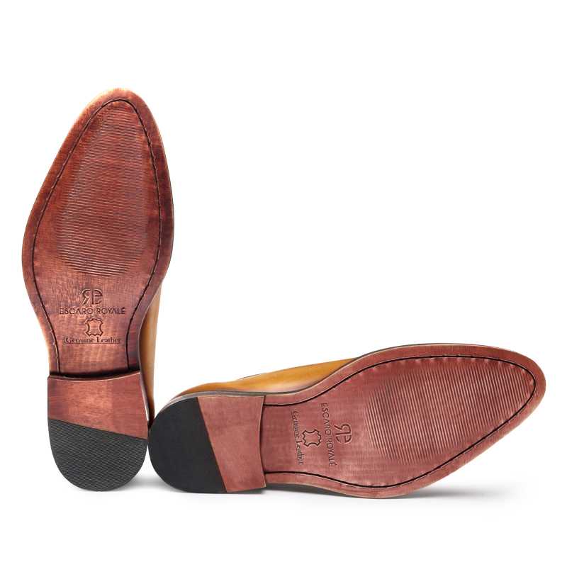 Wholecut Pinch-Toe Oxfords in Tan