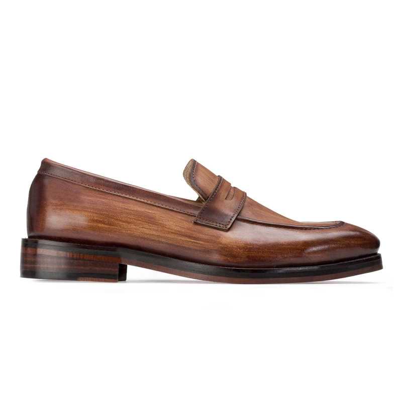 Classiq Wooden-finish Penny Loafers in Tan
