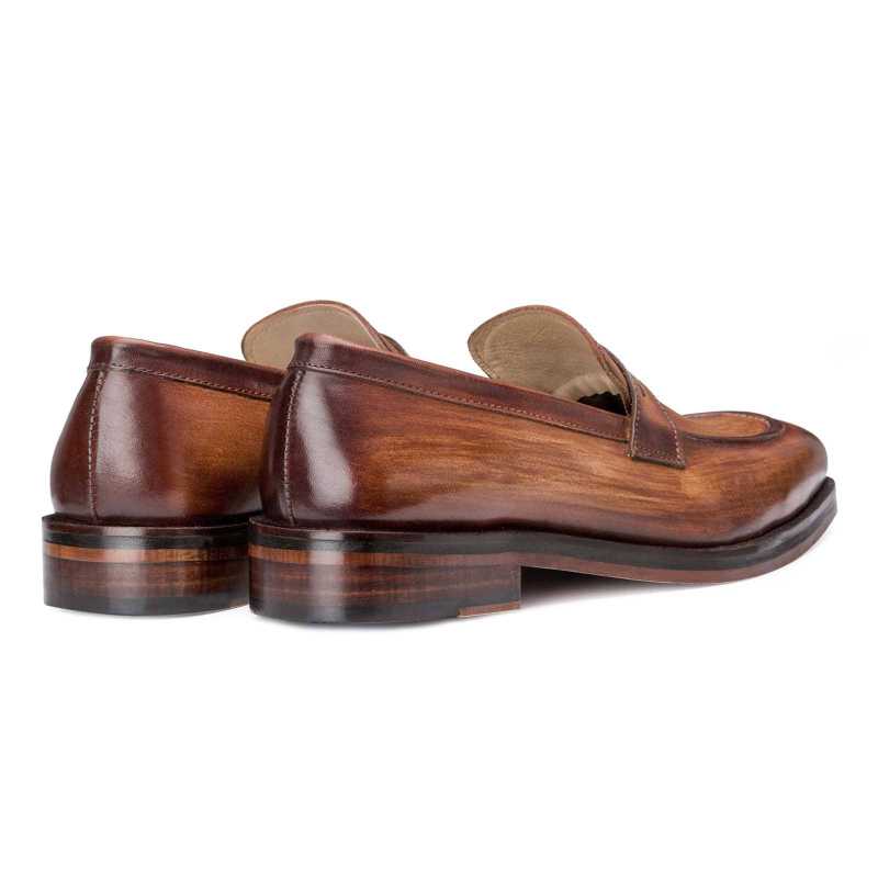 Classiq Wooden-finish Penny Loafers in Tan