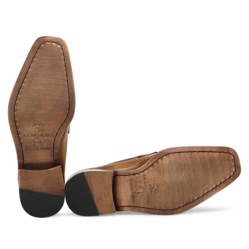 Classiq Wooden-finish Penny Loafers in Tan