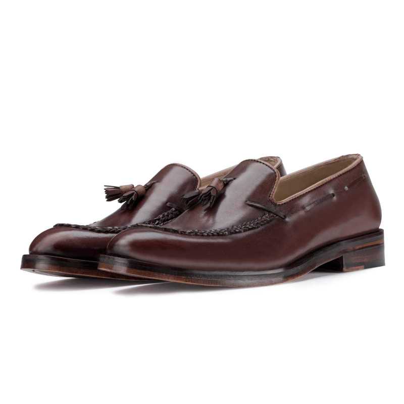 Paulus Braided Tassel Loafer in Brown