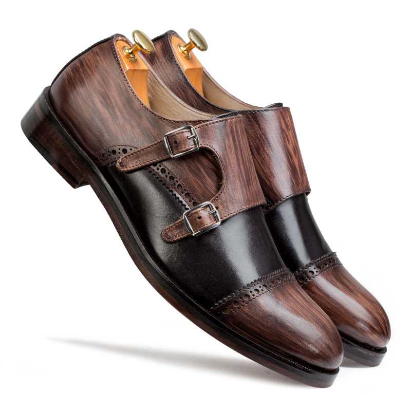 Wooden Finish Double Monks in Brown
