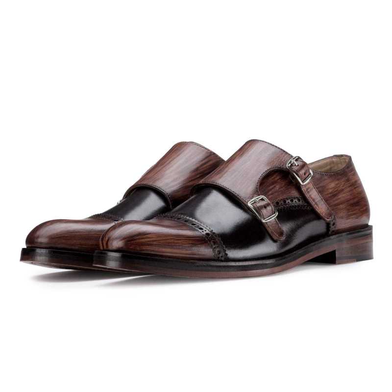 Wooden Finish Double Monks in Brown