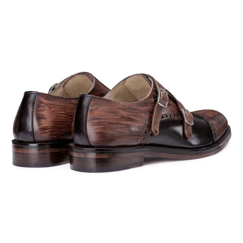 Wooden Finish Double Monks in Brown