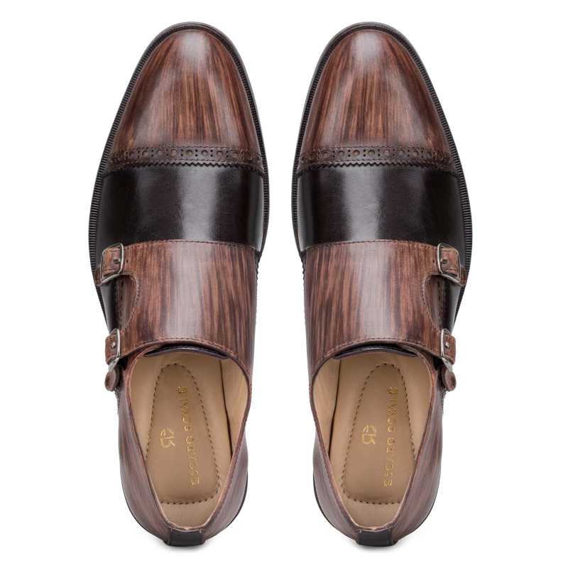 Wooden Finish Double Monks in Brown