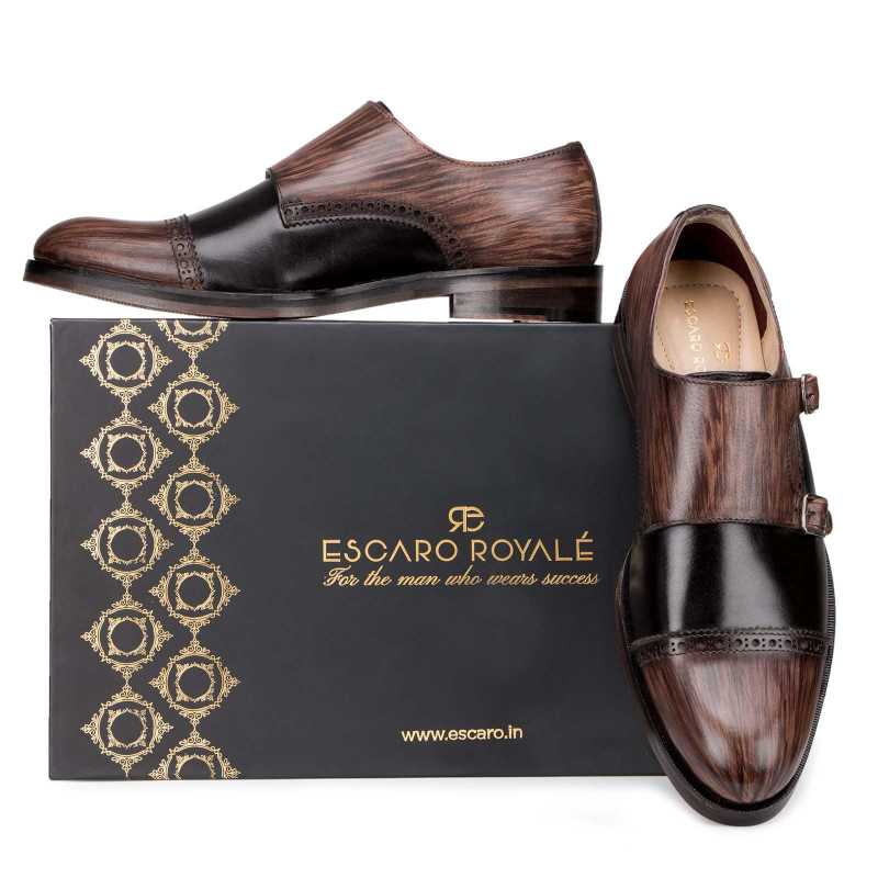Wooden Finish Double Monks in Brown