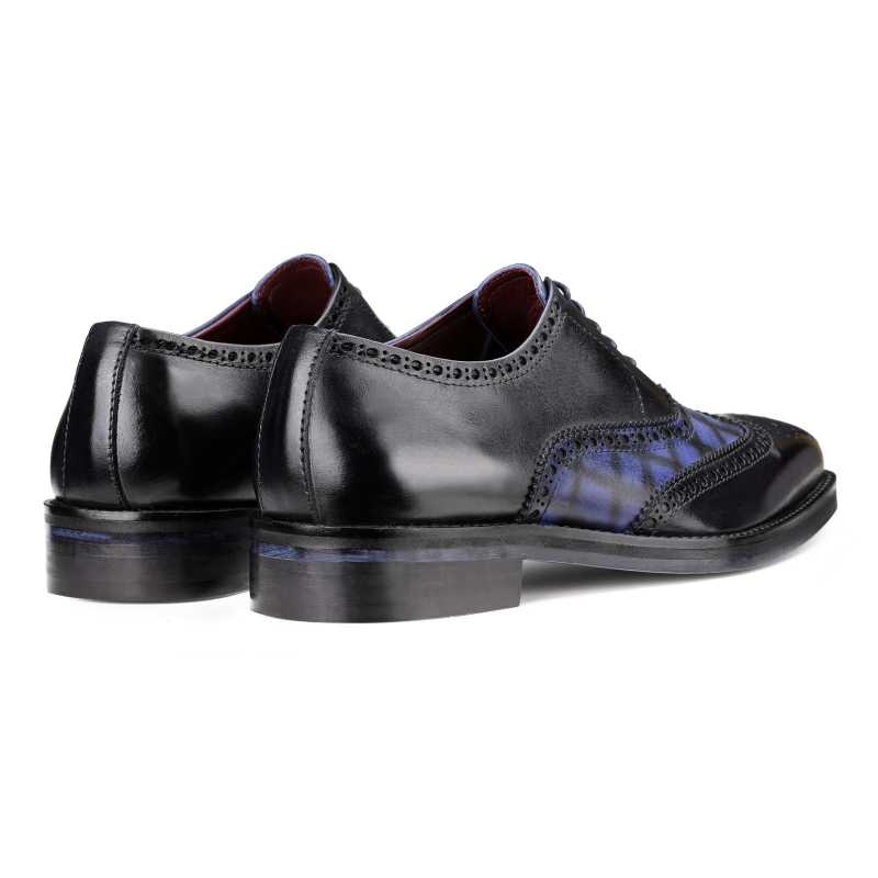 Amato Check Brogues in Black and Blue
