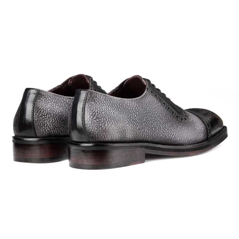 Coppa Two-Textured Toecap Oxfords in Black-Gray