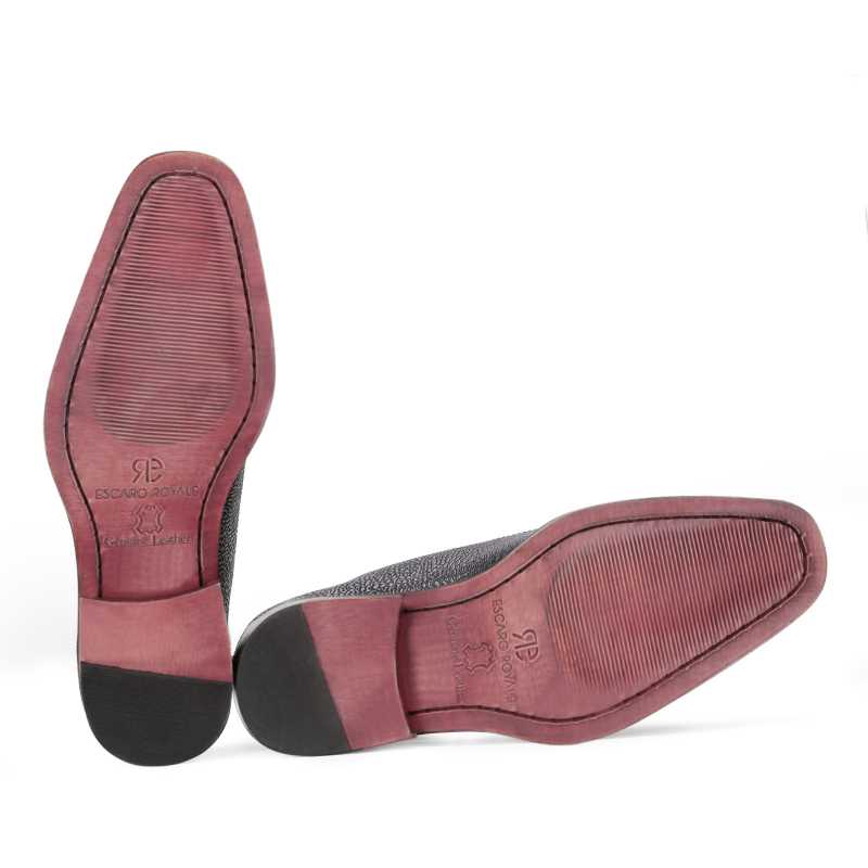 Coppa Two-Textured Toecap Oxfords in Black-Gray