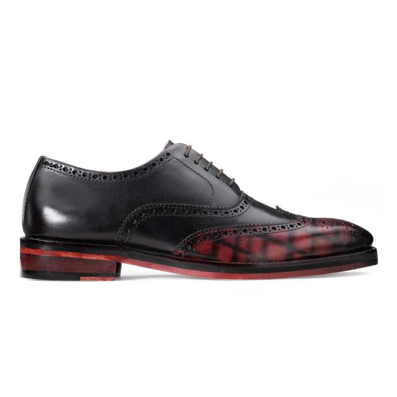 Ralph Check Brogues in Black and Burgundy
