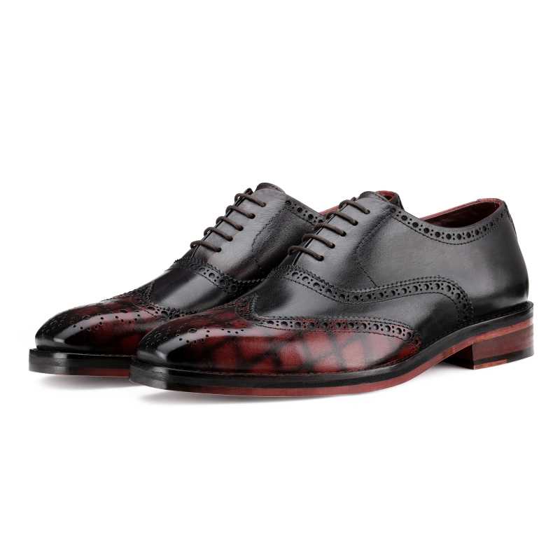 Ralph Check Brogues in Black and Burgundy