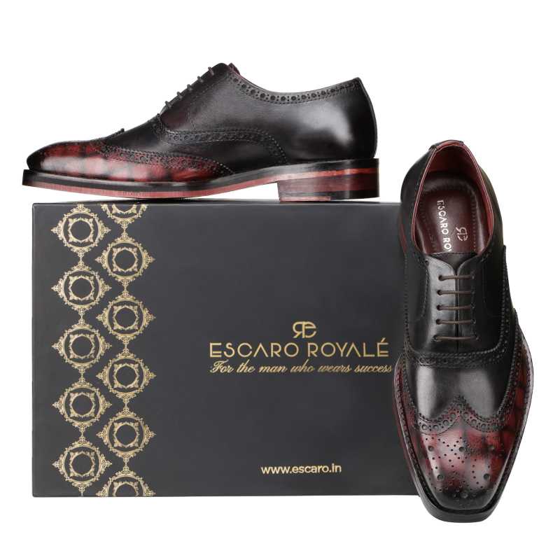Ralph Check Brogues in Black and Burgundy