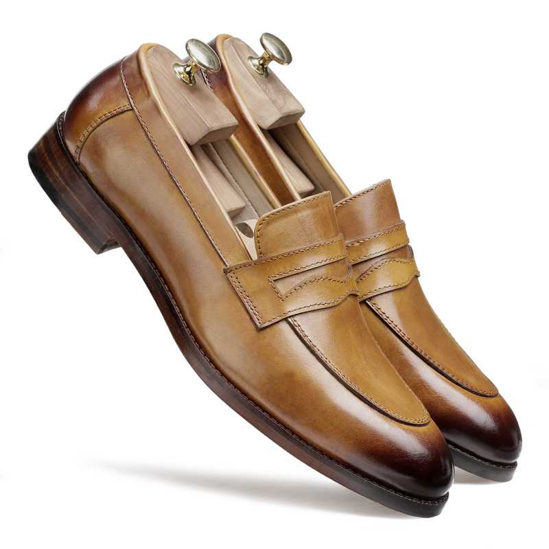 Charles Two-Tone Penny Loafers in Tan