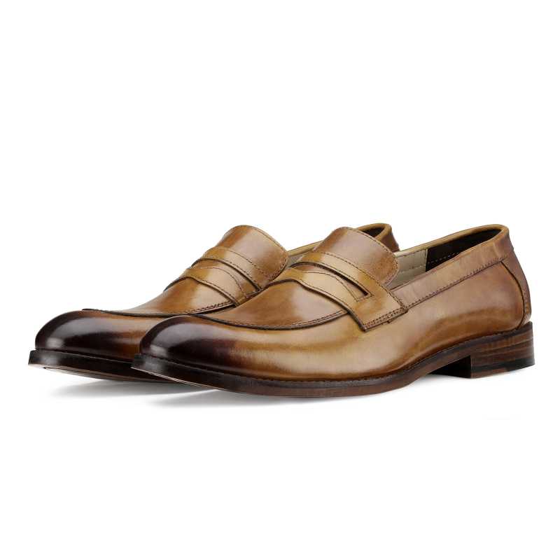 Charles Two-Tone Penny Loafers in Tan