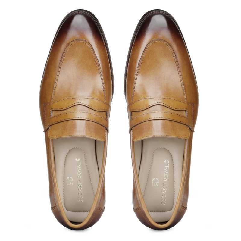 Charles Two-Tone Penny Loafers in Tan