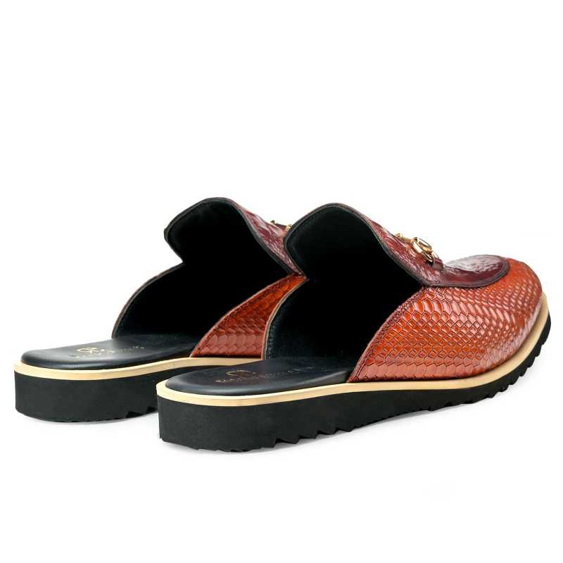 Hale Croco-embossed Mule Slippers in Tan