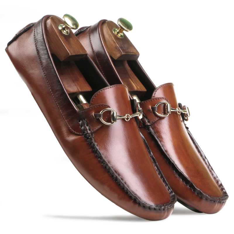 Branson Horsebit Driving Loafers in Tan