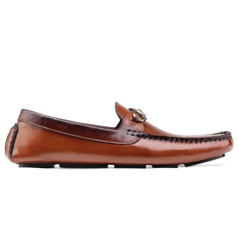 Branson Horsebit Driving Loafers in Tan