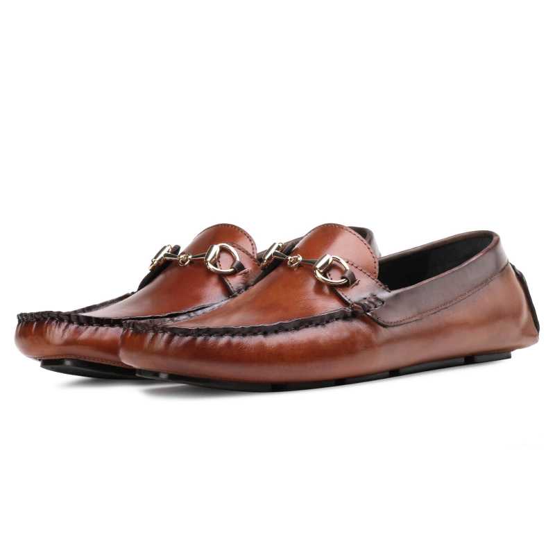 Branson Horsebit Driving Loafers in Tan