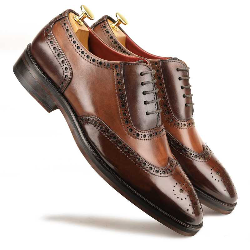 The London Wingtip Brogues in Brown-Tan - men's shoes, view 1