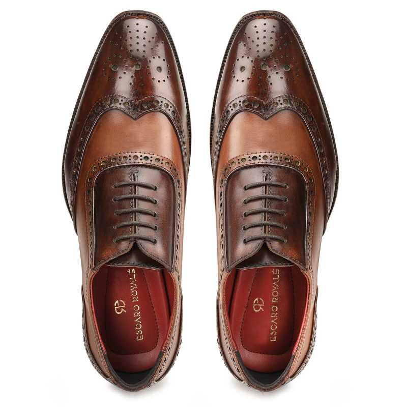 The London Wingtip Brogues in Brown-Tan - men's shoes, view 2