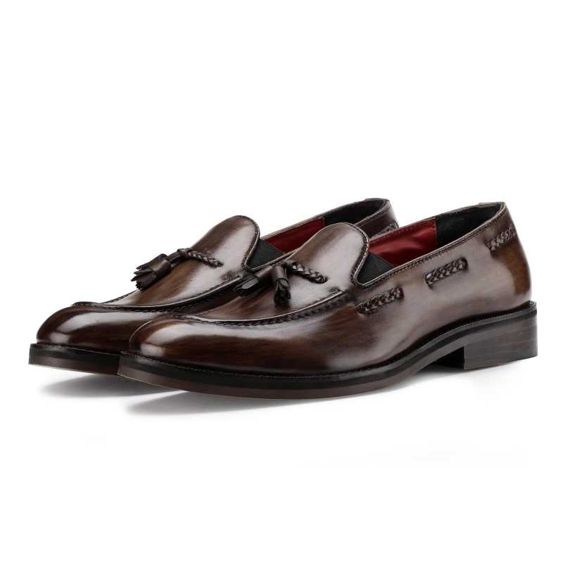 Tomas Braided Tassel Loafers in Brown