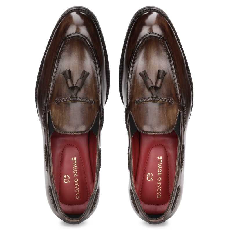 Tomas Braided Tassel Loafers in Brown