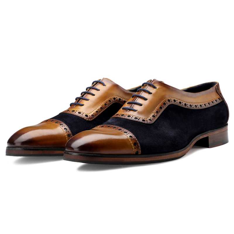 Budapest Toecap Oxfords in Tan Black