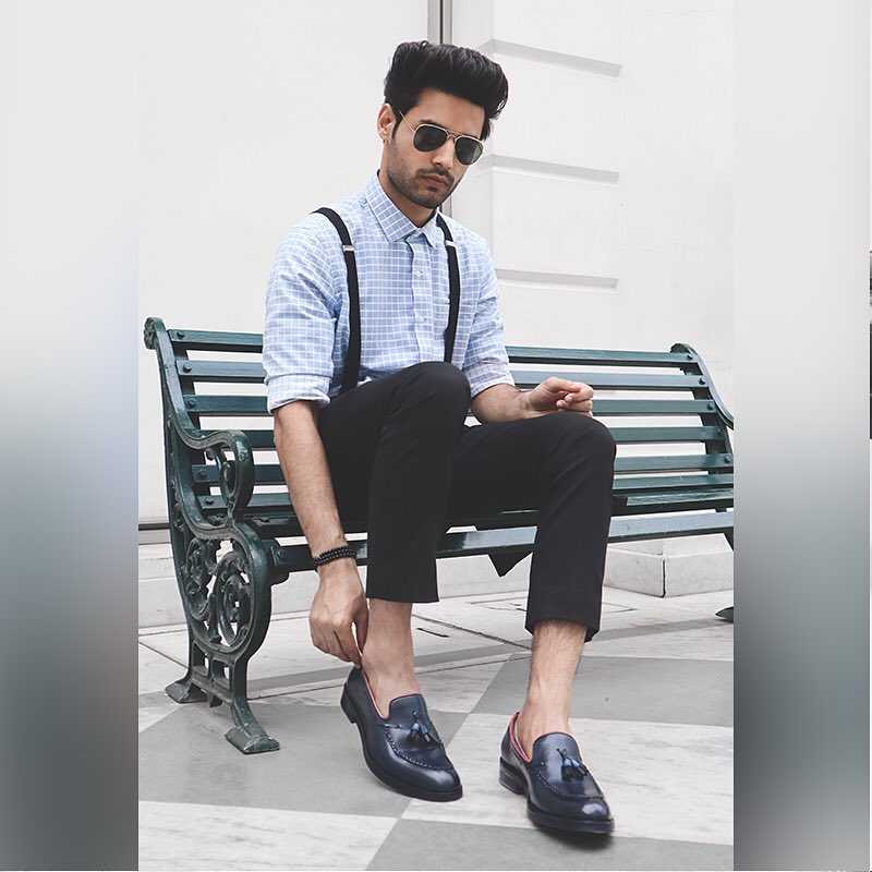 Braided Tassel Loafers in Blue