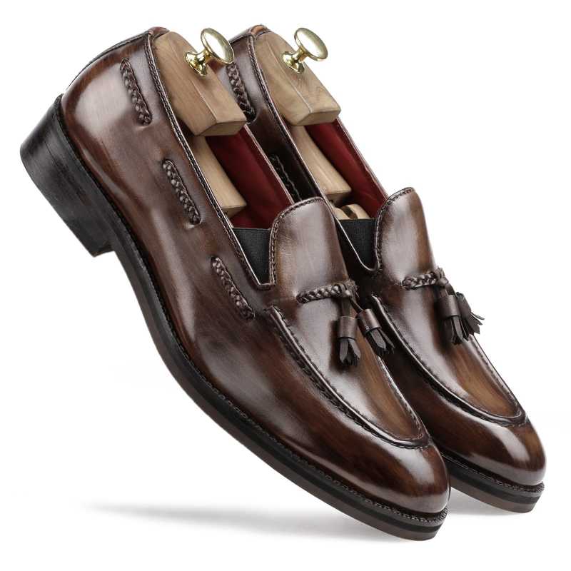 Tomas Braided Tassel Loafers in Brown
