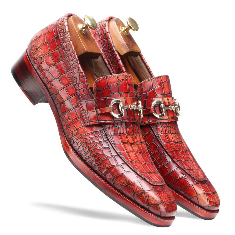 Brig Textured Horsebit Slipons - Brown / clearance