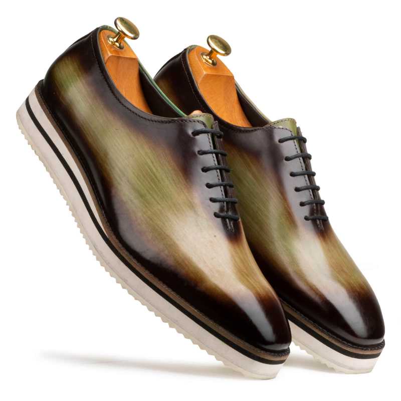 The Amerigo Wholecut Oxford in Green Burnish / clearance