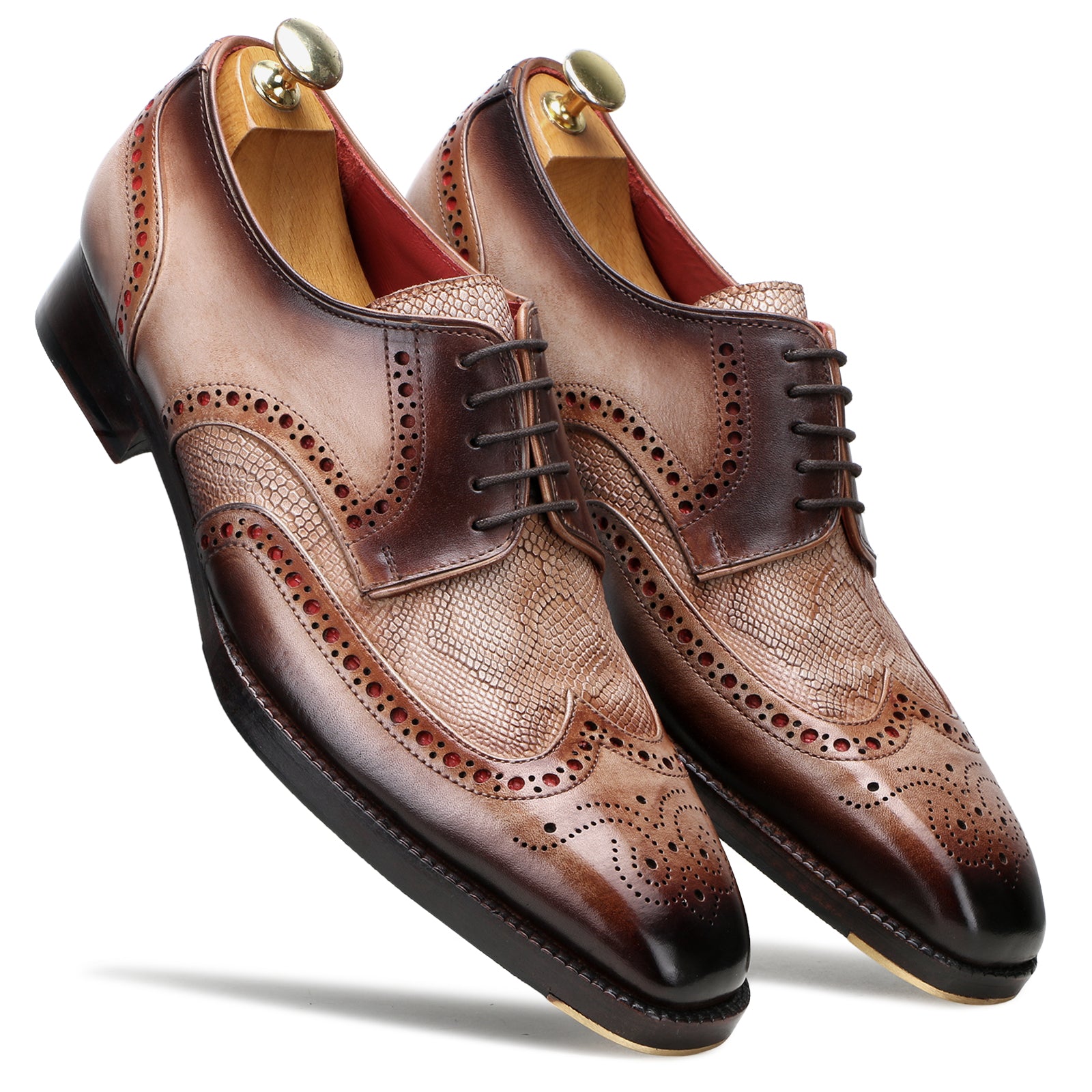 Imperial Hand-Crarved Oxfords in Espresso Walnut