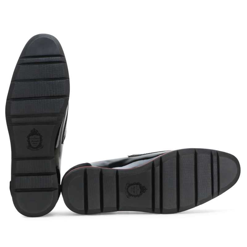 Sterling Loafers in Black Velvet and Red Piping