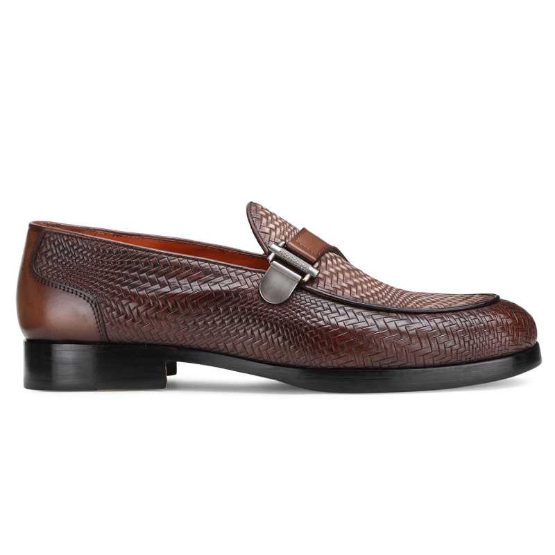 Tempe Weave-Pattern Loafers in Brown