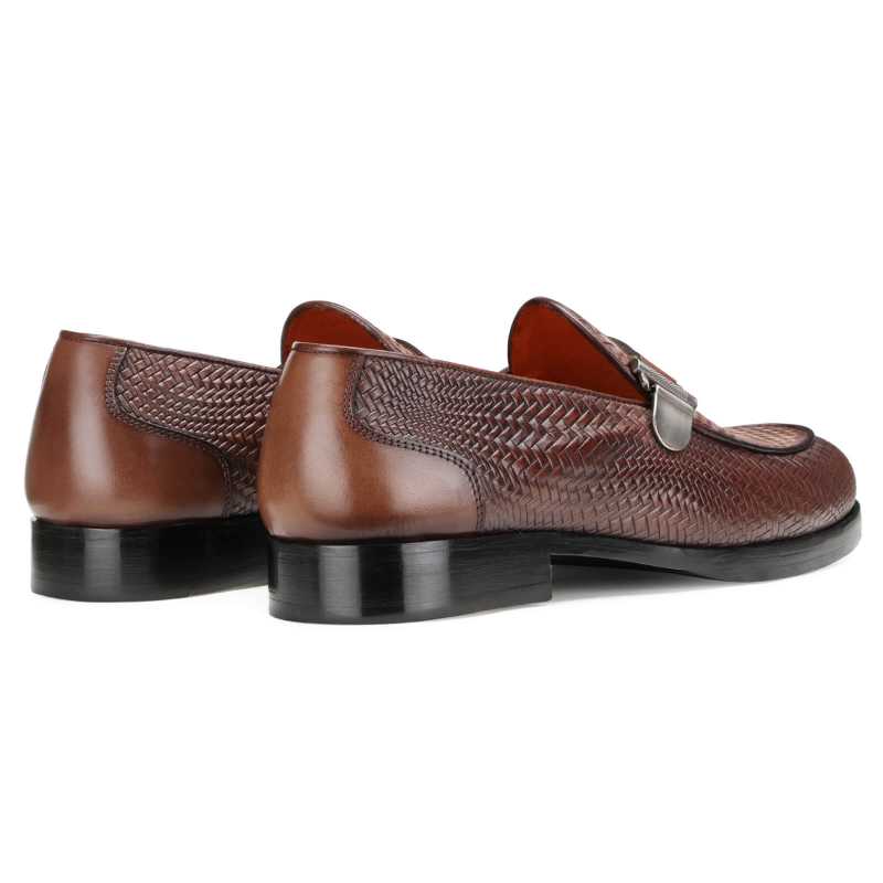 Tempe Weave-Pattern Loafers in Brown
