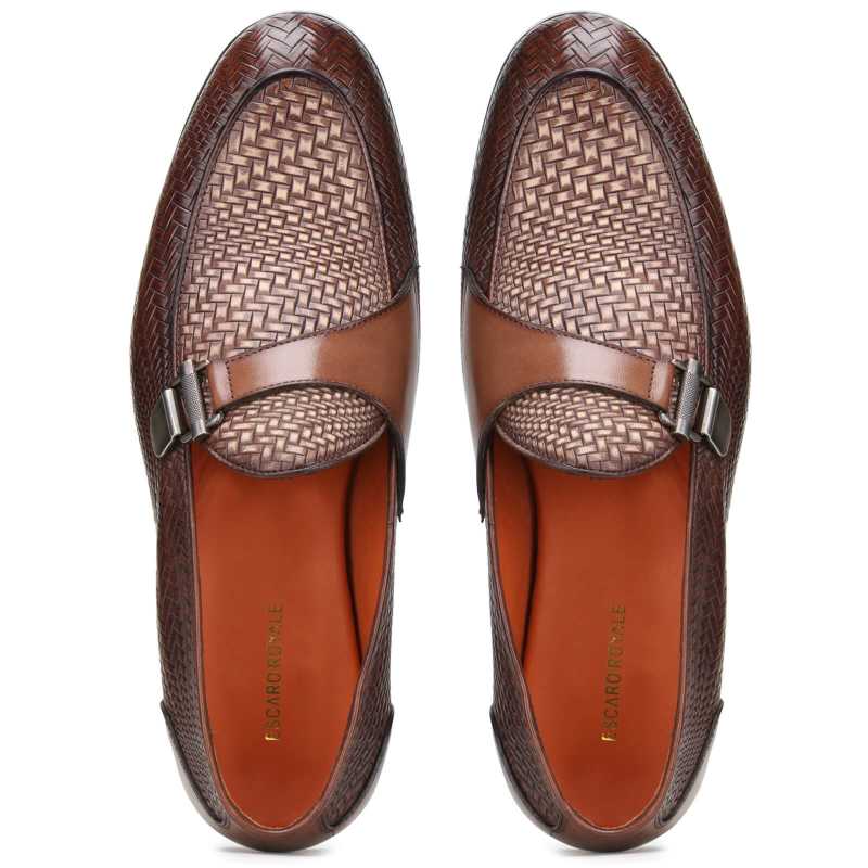 Tempe Weave-Pattern Loafers in Brown