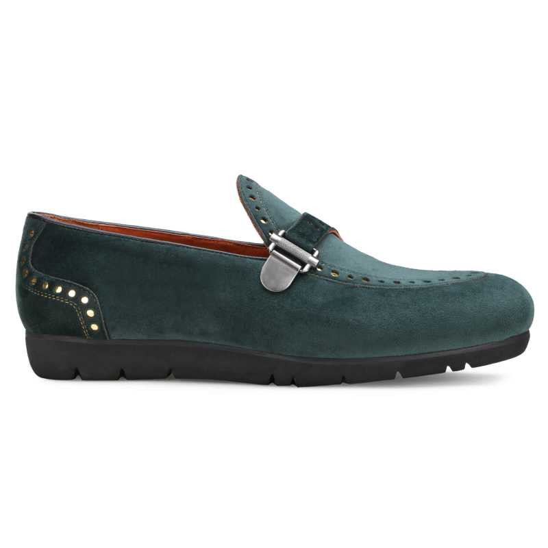 Avalon Velvet Loafers in Green Suede