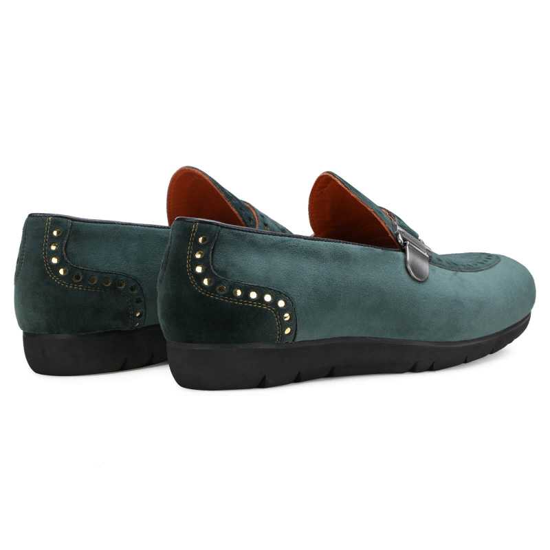 Avalon Velvet Loafers in Green Suede