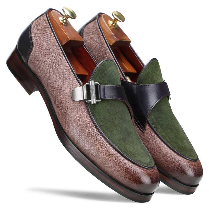 Zabor Buckled Loafers in Olive