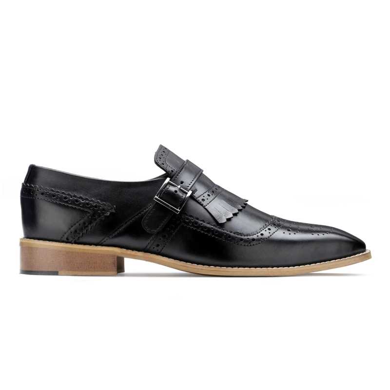 Kiltie Buckled Loafers in Black