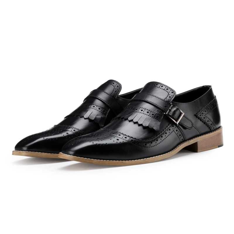Kiltie Buckled Loafers in Black