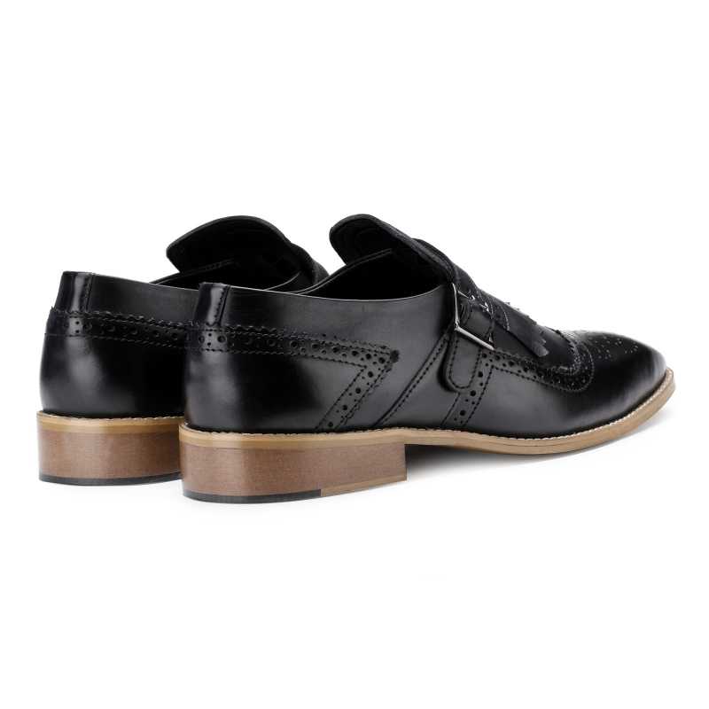 Kiltie Buckled Loafers in Black