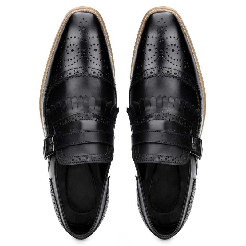 Kiltie Buckled Loafers in Black