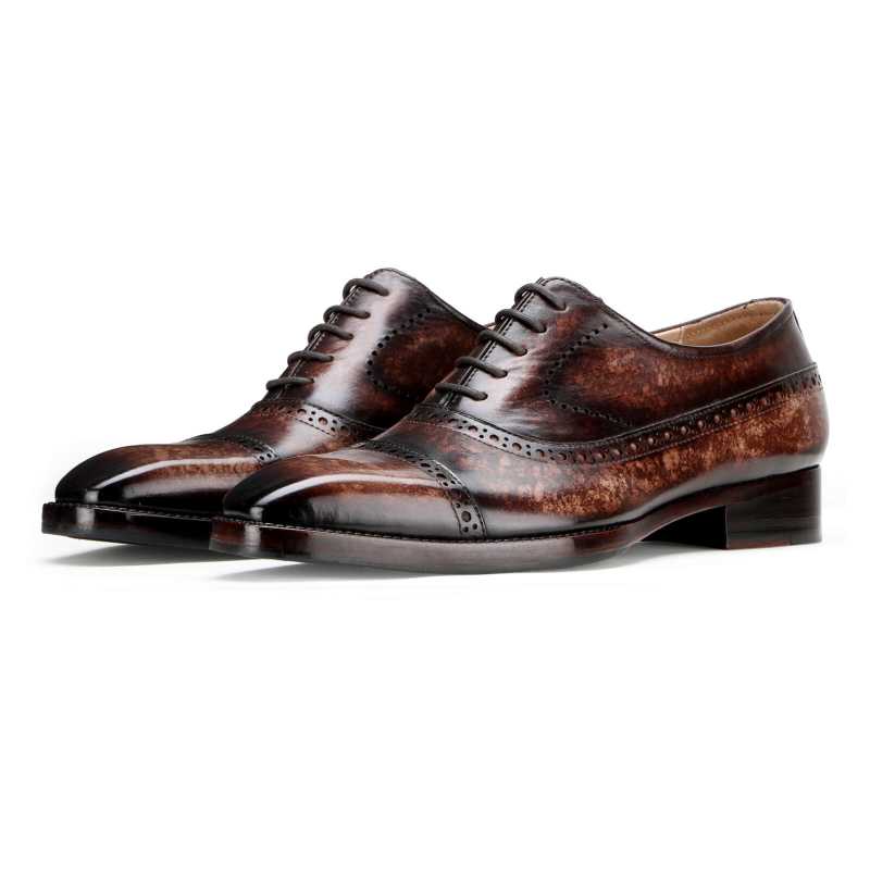 Matt Marble-Finish Oxfords in Brown