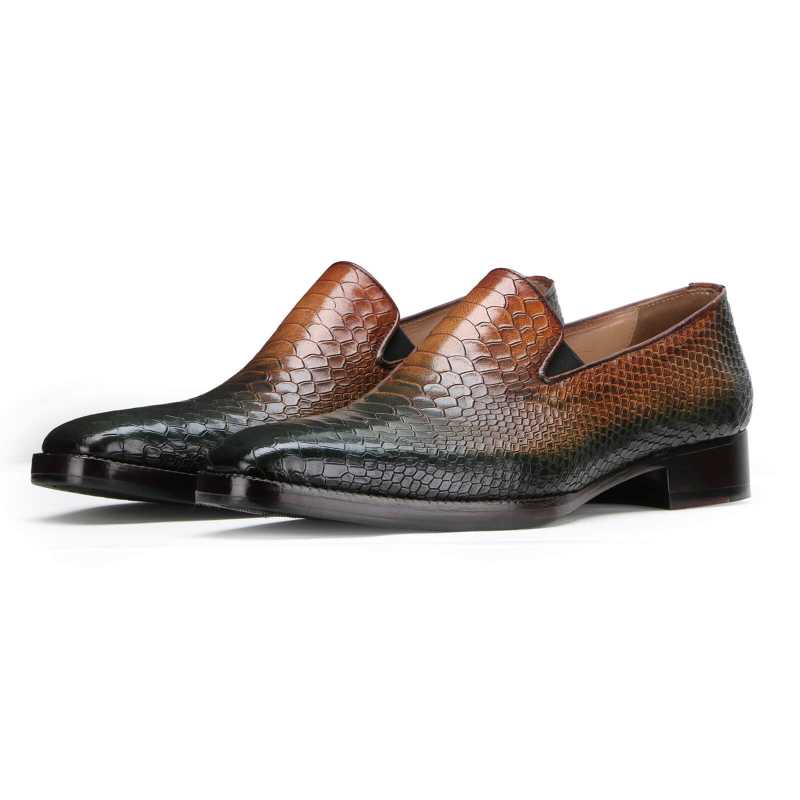Serpent Loafers in Olive-Tan