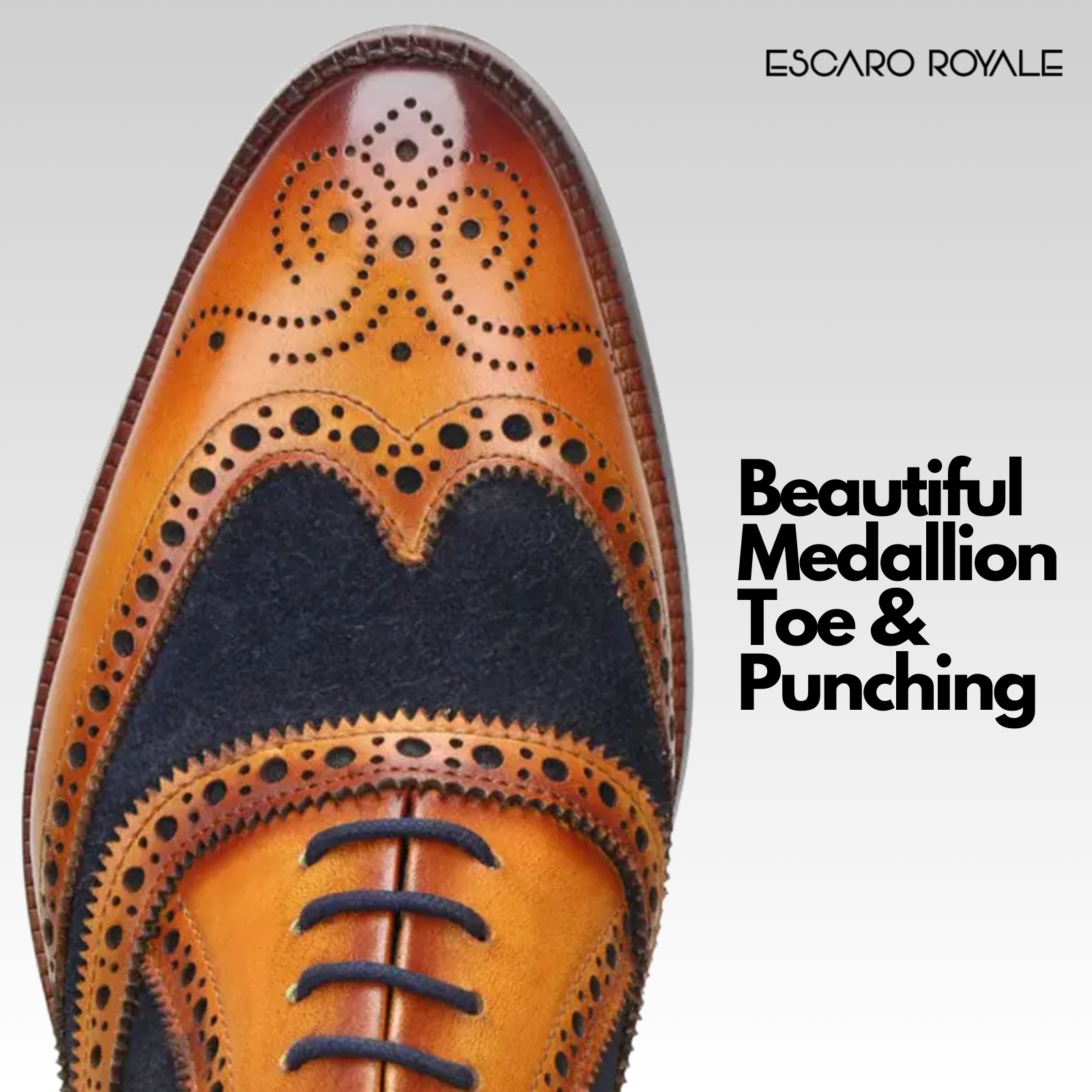 Tan-Blue Wingtip London Brogues