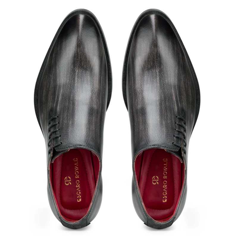 Ashwood Side Laceup Wholecut Oxfords in Black-Gray