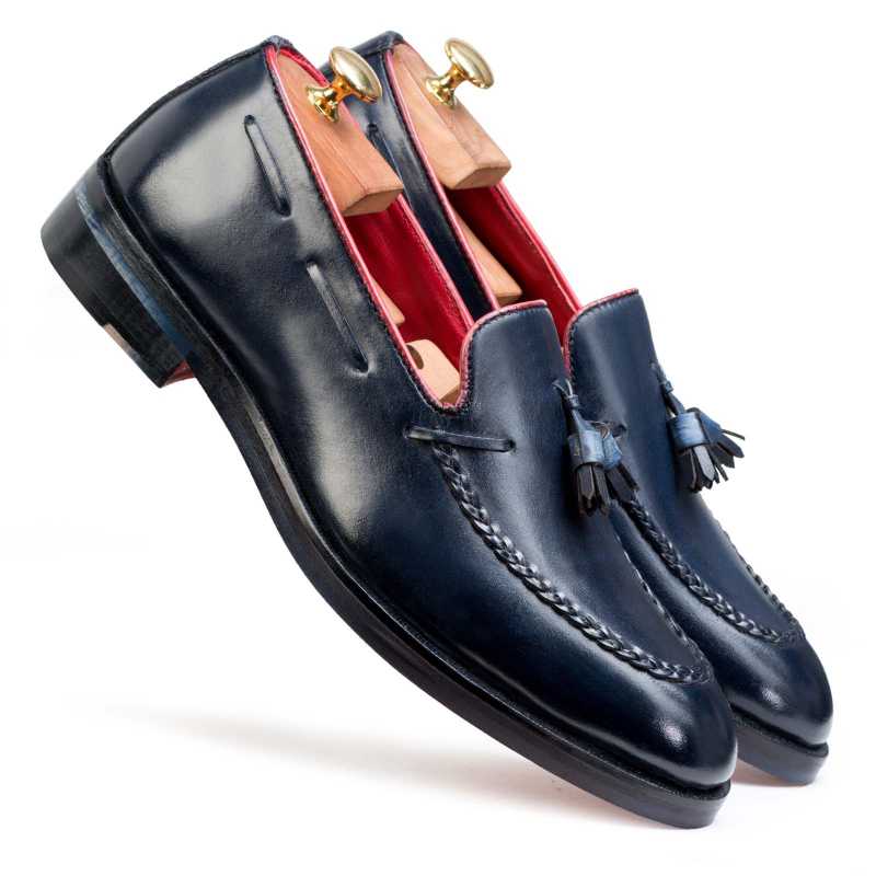 The Blue Braided Tassel Designer Loafer - men's shoes, view 1
